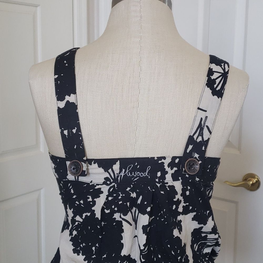 Anthropologie ELWOOD Black Off‑White Floral Cotton Camisole Top Sleeveless XS - Picture 7 of 16